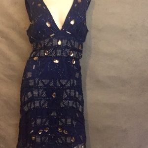 NWOT Adrianna Papell beaded blue sheath dress